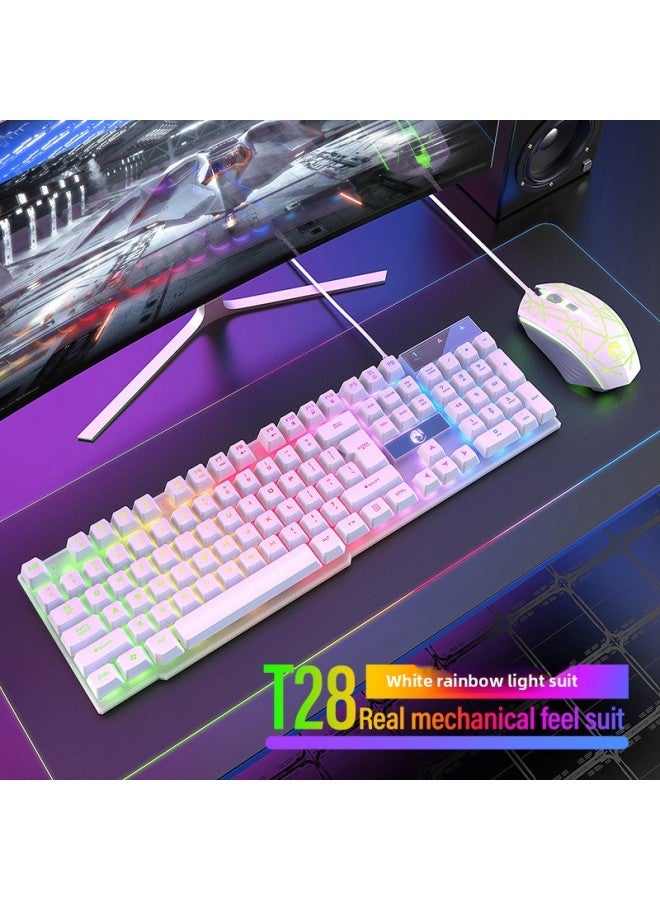 لوحة مفاتيح سلكية، ماوس، يد ميكانيكية، كمبيوتر سطح مكتب مضيء، ضوء حروف USB، إضاءة خلفية، مفتاح